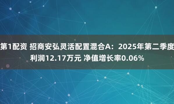 第1配资 招商安弘灵活配置混合A：2025年第二季度利润12.17万元 净值增长率0.06%